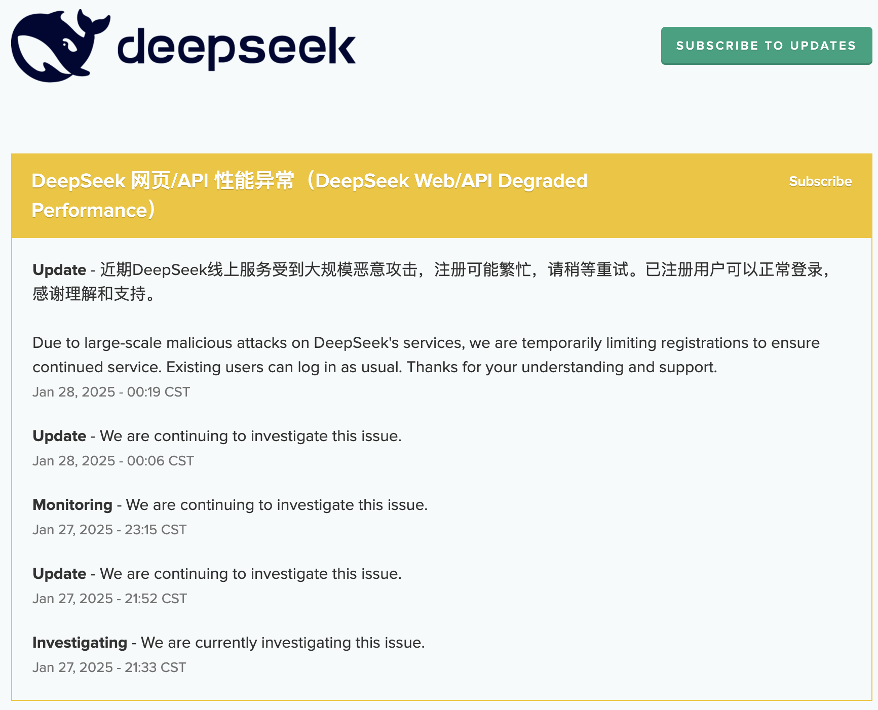 رقیب چینی Openai Deepseek پس از "حمله در مقیاس بزرگ" ثبت نام می کند